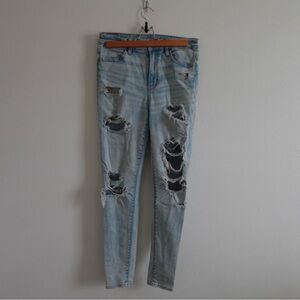 American Eagle Outfitters Blue Skinny Distressed Jeans